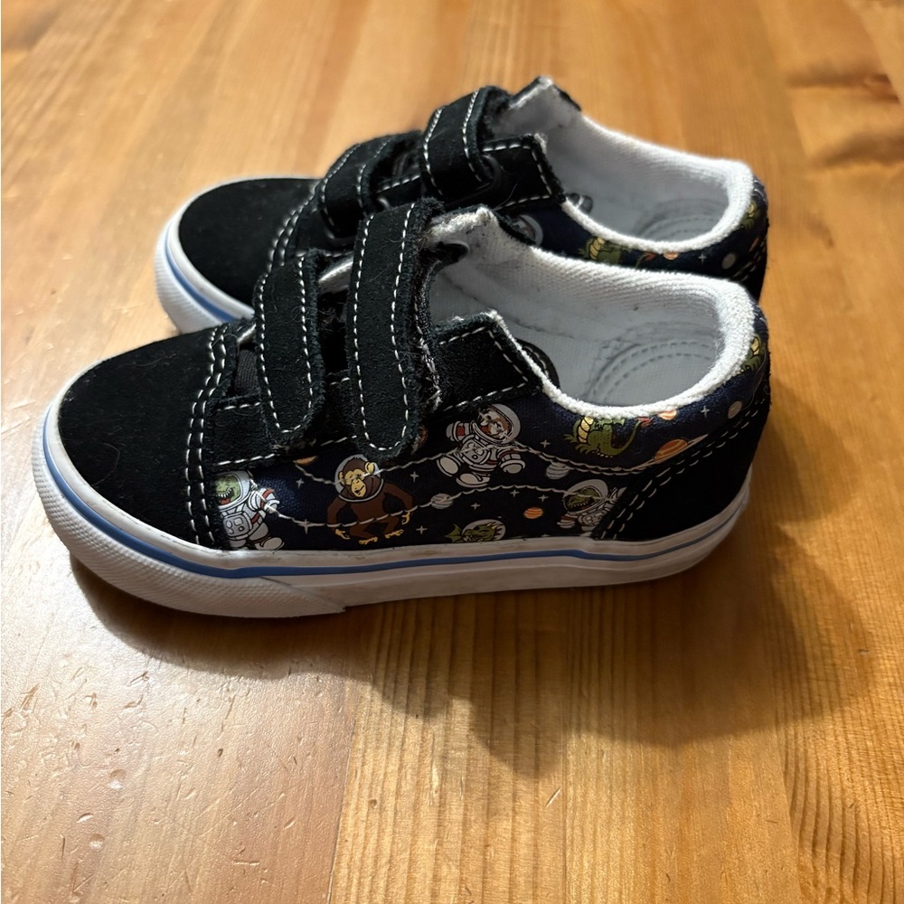Vans Black and White Space theme Velcro Sneakers